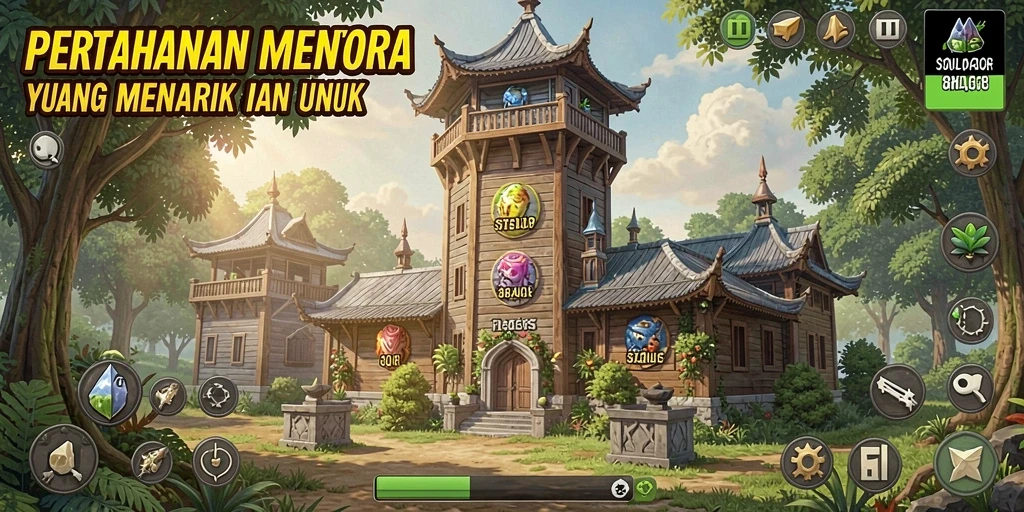 Menampilkan gameplay intens dari Tower Defense di 8QR.