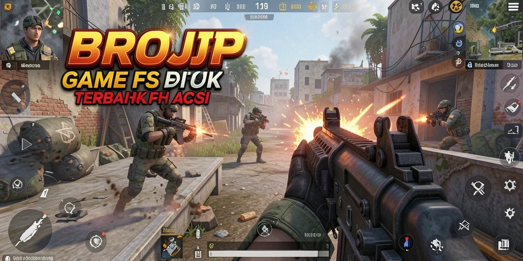 Tampilan gameplay mendebarkan di BROJP, menampilkan aksi FPS intens.