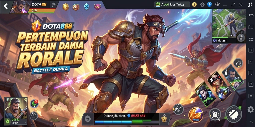 Screenshot gameplay DOTA88 menunjukkan aksi menegangkan dalam pertempuran Battle Royale.