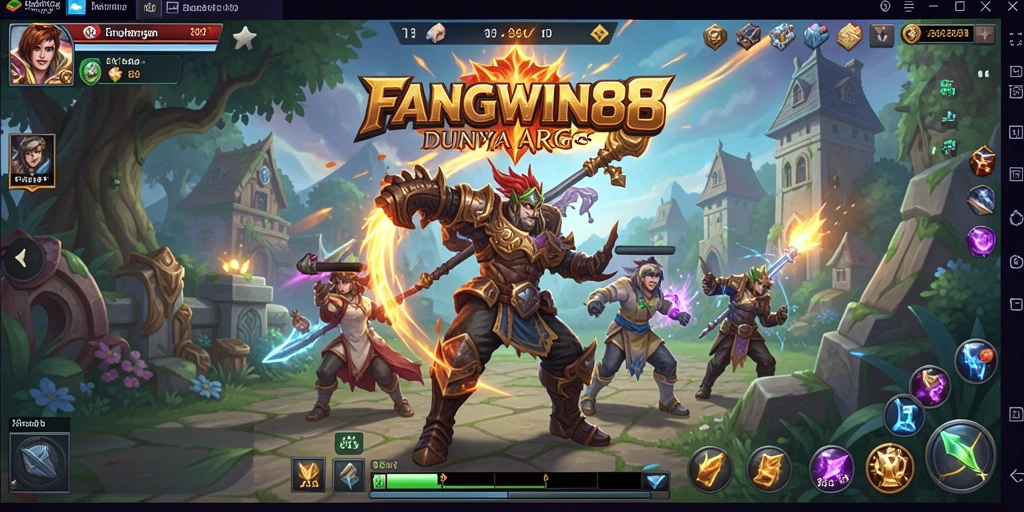 Screenshot gameplay FANGWIN88 menampilkan aksi pertarungan seru dalam dunia fantasi.