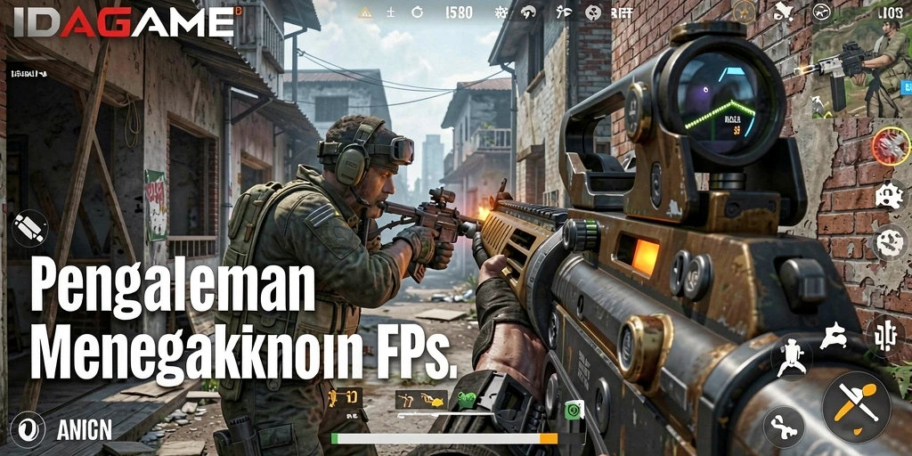 Tampilan mendebarkan dari aksi gameplay FPS di IDAGAME.