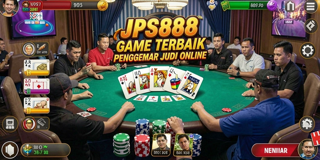 Tampilan utama JPS888 menampilkan gameplay poker yang seru dan interaktif.