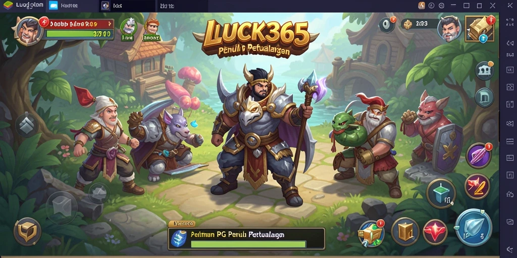 Tampilan gameplay yang mendalam dalam LUCK365, menampilkan pertempuran RPG.