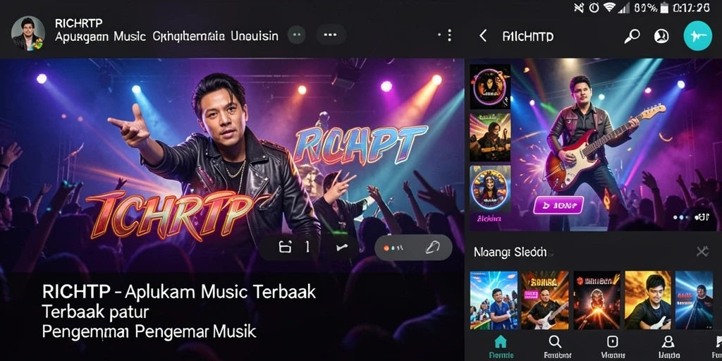 Tampilan antarmuka RICHRTP dengan berbagai fitur interaktif permainan musik.