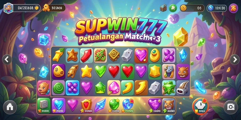 Tampilan menarik gameplay Match-3 di SUPWIN777.