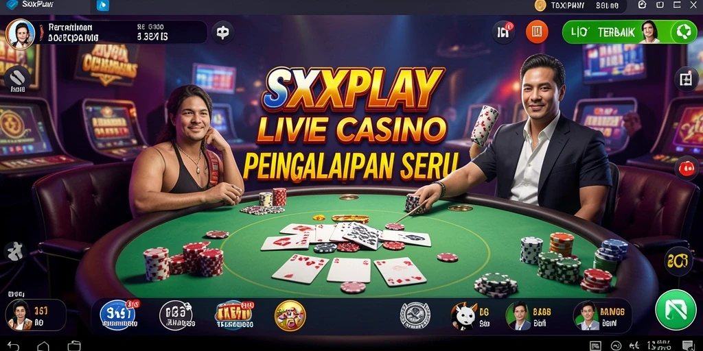Tampilan gameplay SXXPLAY yang mendebarkan dengan dealer langsung dan permainan seru.