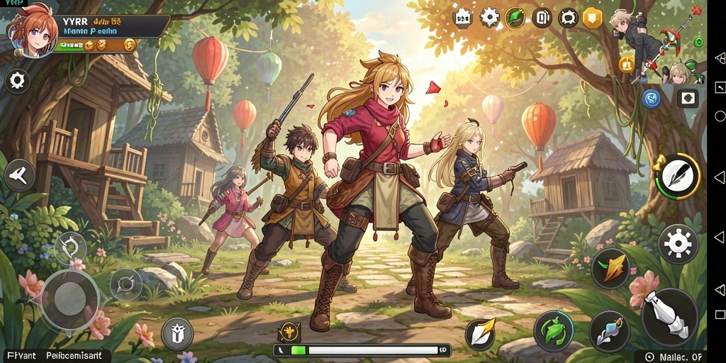 Tampilan gameplay menakjubkan dari YYRR dengan karakter anime.